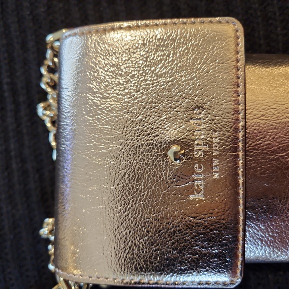 NWOT KATE SPADE Italian Pebble Leather Metallic Gold Crossbody Phone Bag - Picture 5 of 15